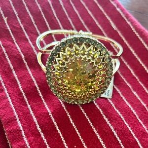 Macy's Gold and Green Statement Cuff Bracelet